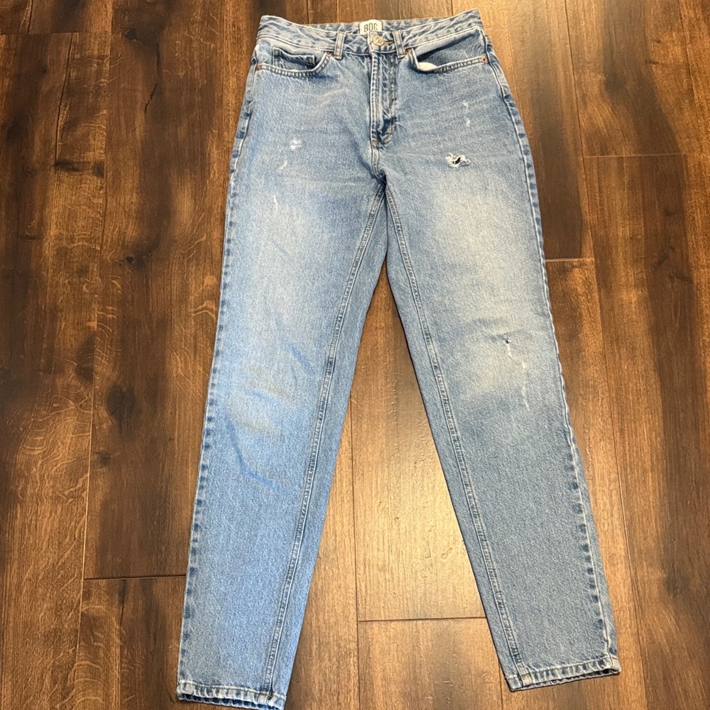 BDG Urban Outfitters Distressed Light Blue Straight Leg Mom Jeans
